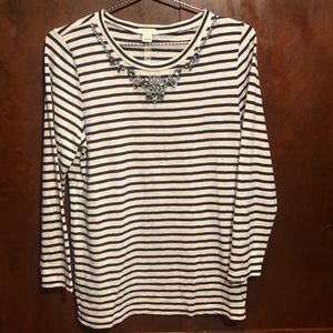 J. Crew Jeweled Long Sleeve Blouse. Size~ M
